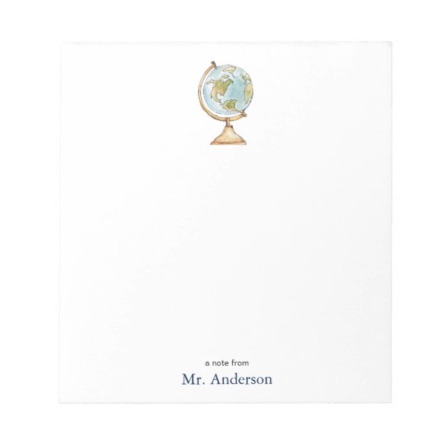 Anteckning om vattenfärga Globe-lärare Anteckningsblock (Framsida)