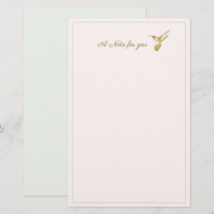 Anteckning till dig Guld Glimmer Hummingbird Brevpapper