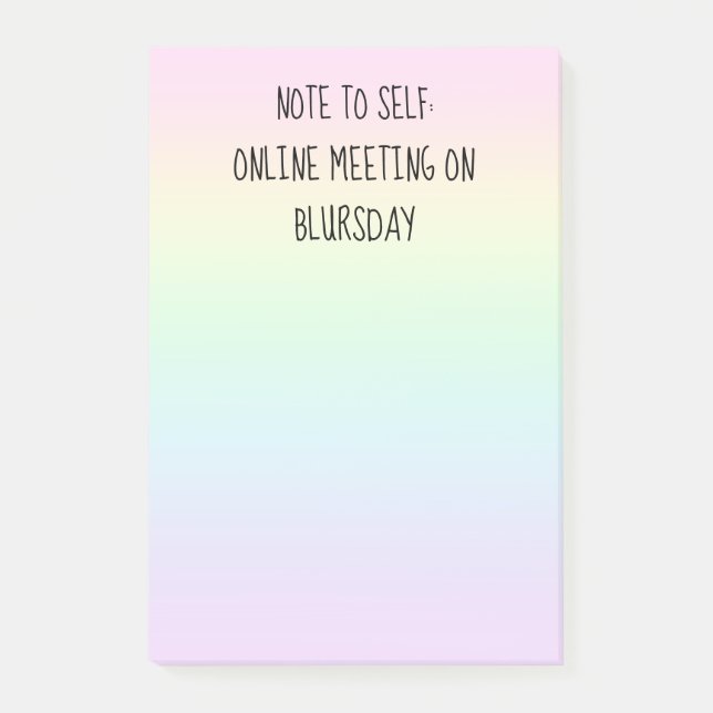 "Anteckning till självbetjäning" Funny Pastel Rain Post-it Block (Framsida)