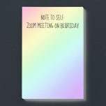 "Anteckning till självbetjäning" Funny Regnbåge Po Post-it Block<br><div class="desc">Att jobba hemma,  några dagar varje dag är Blursday. Här är en roligt kontors humor-gåva,  hemifrån-kontor eller klibbiga anteckningar för att belysa någons dag. Designad i den vackra staten Washington,  USA,  av en oberoende-konstnär (som arbetar hemifrån).</div>