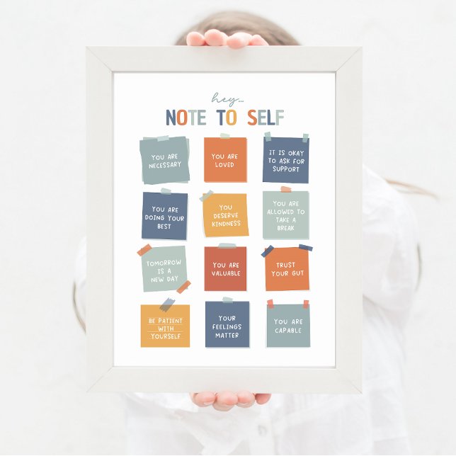 Anteckning till självständig 18" X24" Poster (note to self, mental health, daily reminders, note to self, self care poster, mental health boho)