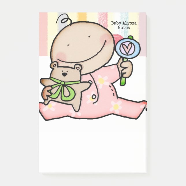 Anteckningar Baby Flicka Randig  Post-it Block (Framsida)