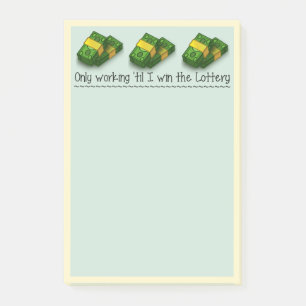Anteckningar: Bara jobba tills jag vinner Lotter. Post-it Block