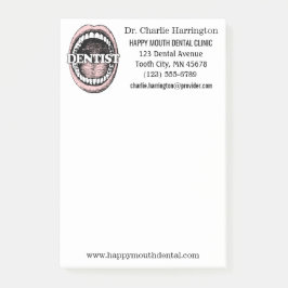 Anteckningar efter det att tandläkaren har skrivit post-it block