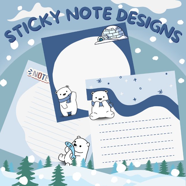 Anteckningar efter post-it block (Sticky Notes/Post-it Notes/Memopad Design Polar Bear Theme)
