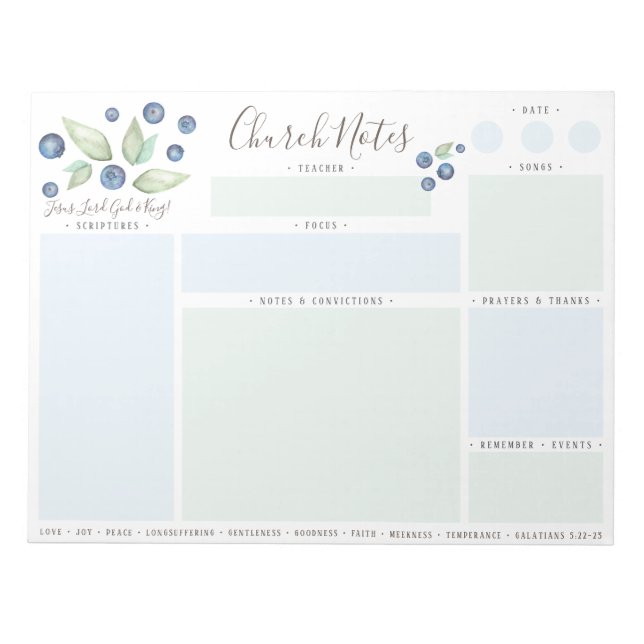 Anteckningar från kyrka eller bibel-studie anteckningsblock (Framsida)