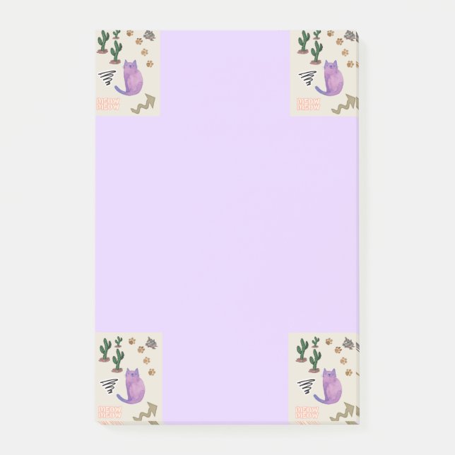 Anteckningar Katt Fisk Kaktus Post-it Block (Framsida)