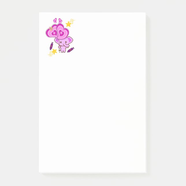 Anteckningar Lila Elefant Hjärtan Post-it Block (Framsida)