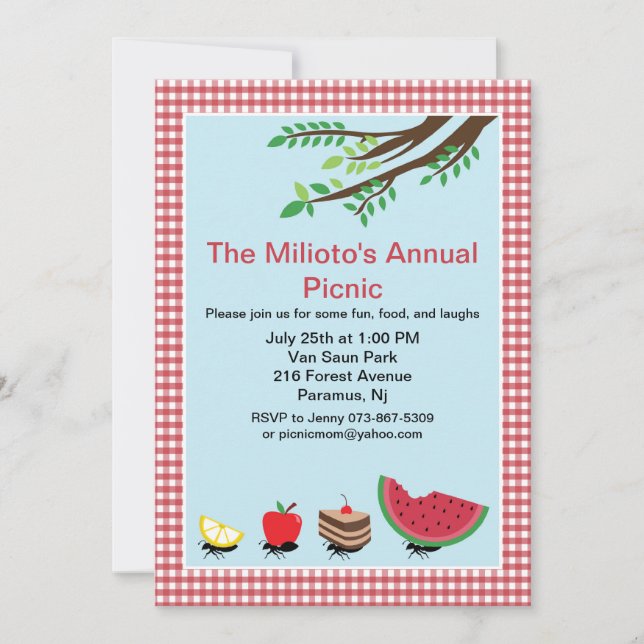 Anteckningar mars i Picnic-inbjudan Inbjudningar (Framsida)