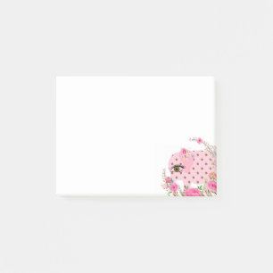 Anteckningar Post it Notes, Rosa Elephant Blommigt Post-it Block