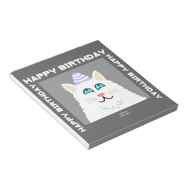 Anteckningsblock av fluffy White Cat (Vinklad)