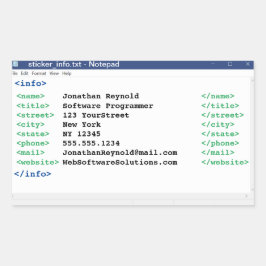 Anteckningsblock Coder Format Computer Scientist P Rektangulärt Klistermärke