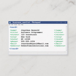Anteckningsblock Coder Format Computer Scientist P Visitkort