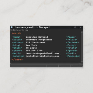 Anteckningsblock Coder-format Datorprogrammerarens Visitkort