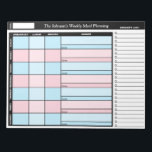 Anteckningsblock för Anpassningsbar av blå och Ros<br><div class="desc">Använda det här anteckningsblocket på 8, 5 x 11 tum för planering av måltiderna (eller din familjs) för veckan. Dessa avtagbara lakan, var och en med färg-kodade veckodagar, är perfekt för att upprätthålla en sund matning och hålla sig organiserad, kompletta med en kolumn för din livsmedel-lista. Anpassa den här planeraren...</div>