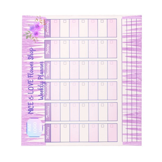 Anteckningsblock för Business Rosa Lila Veckoplane (Framsida)