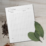 Anteckningsblock för enkel minimalistisk kulinaris<br><div class="desc">Ett enkelt minimalistiskt anteckningsblock för receptorganisation.</div>