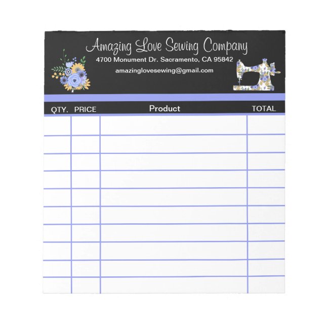 Anteckningsblock för försäljningskvitto för Maskin (Framsida)