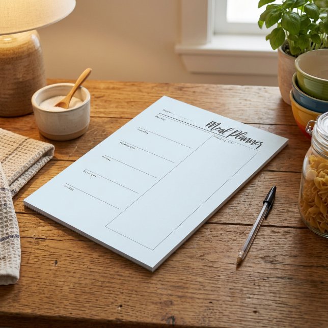 Anteckningsblock för måltidsplanering (Weekly Meal Planner Notepad with Shopping List)