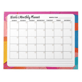Anteckningsblock för månadskalender för flerfärgad