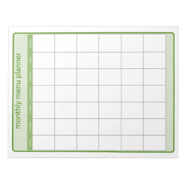 Anteckningsblock för månatlig menyplanering