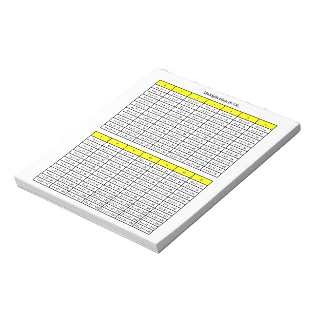 Anteckningsblock för multiplikation #0-13 (Roterad)