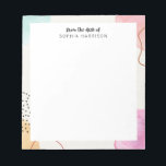 Anteckningsblock för Personlig av färgAbstrakt<br><div class="desc">Modern vattenfärgsdesign i abstrakt i pastelltoner av rosa,  lila,  blått och gult.</div>