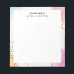 Anteckningsblock för Personlig av färgAbstrakt<br><div class="desc">Modern vattenfärgsdesign i abstrakt i pastelltoner av rosa,  lila,  blått och gult.</div>