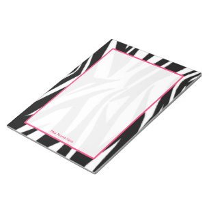 Anteckningsblock för Personlig av zebra och Rosa