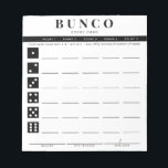 Anteckningsblock med enkelt svartvitt-kort<br><div class="desc">Ta bort så många poängkort som behövs från det här anteckningsblocket och strömlinjeforma ditt Bunco-spel med det här redot för att gå och enkelt riva av användan och riva av lakan och varje spelare kan enkelt behålla upp sina vinster och förluster samt hålla på buncos och små buntar i upp...</div>