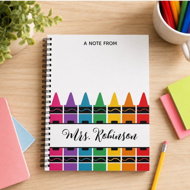 Anteckningsblock med regnbågsfärgade kritor för ta (Teacher Appreciation Rainbow Crayon Notepad Notebook)
