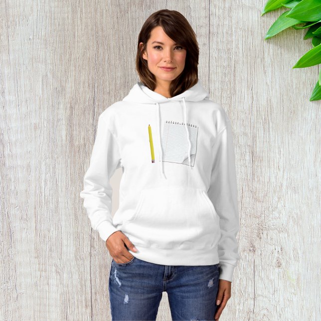 Anteckningsblock och penna Womens Hoodie T Shirt (Skapare uppladdad)