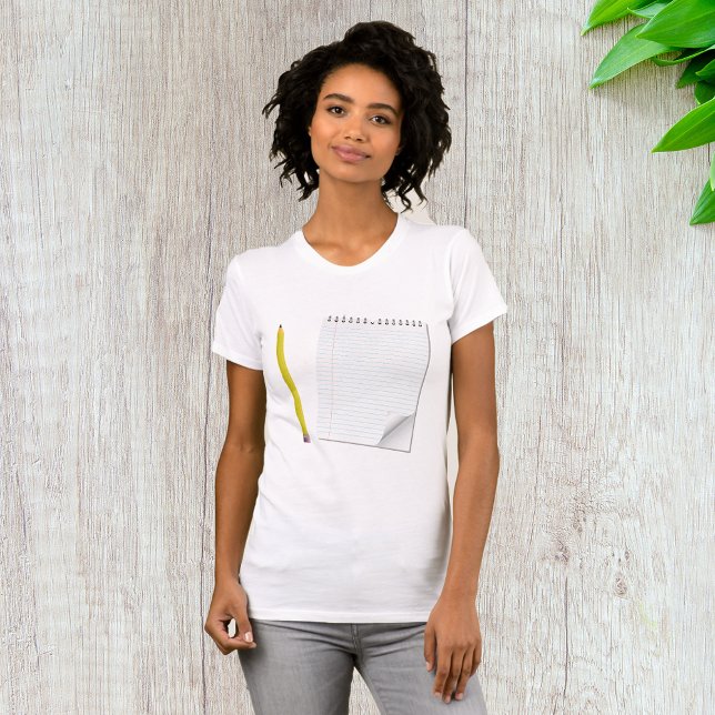 Anteckningsblock- och pennkvinnor T-Shirt (Skapare uppladdad)