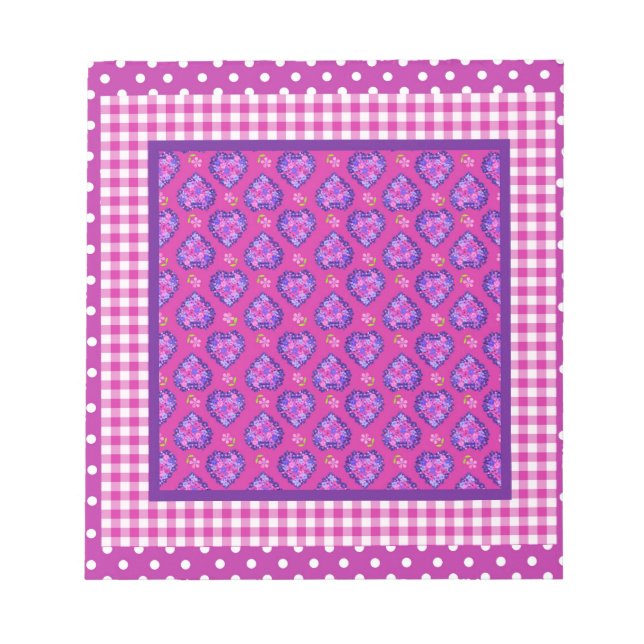 Anteckningsblock, örhängen och blommor, checkar oc anteckningsblock (Framsida)