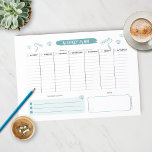 Anteckningsblocket Adsible Blue Weekly Planner Anteckningsblock<br><div class="desc">Den här veckotidsplaneringen har plats för skriva av dina uppgifter från måndag till Fredag och från ställe för att skriva ned dina mål och anteckningar per vecka. Den har en söt färgvält och hjärtdesign. Du kan också använda detta som en inköpslista eller för skolan!</div>
