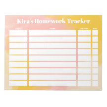 Anteckningsblocket anpassade Homwork Tracker