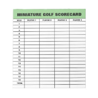 Anteckningsblocket anpassningsbar för miniatyrgolf