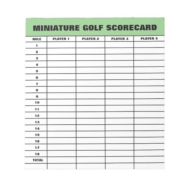 Anteckningsblocket anpassningsbar för miniatyrgolf anteckningsblock (Framsida)