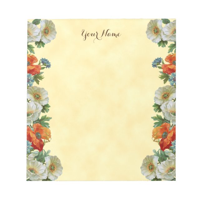 Anteckningsblocket anpassningsbar Vintage Poppies  Anteckningsblock (Framsida)