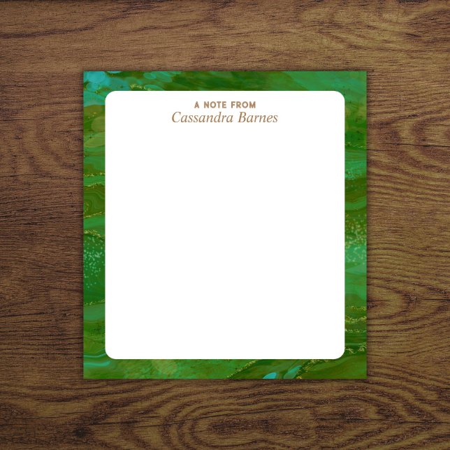 Anteckningsblocket Anteckning från Personlig Anteckningsblock (Personalized name notepad with emerald green border.)