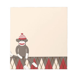Anteckningsblocket Argyle Sock monkey Anteckningsblock