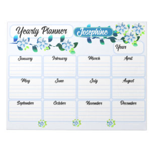 Anteckningsblocket blåa blommor Yarly Planner Anteckningsblock