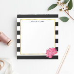 Anteckningsblocket Black Rand & Rosa Peony Personl Anteckningsblock<br><div class="desc">anteckningsblocket för personlig i chic har en skarp svart och vit bakgrund i rand,  faux guld foil gräns och en pulserande rosa vattenfärgsblomma. Anpassa med ett valfritt monogram,  namn eller text.</div>