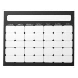 Anteckningsblocket Blanka månadsplaneringskalender Anteckningsblock