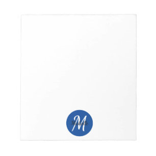 Anteckningsblocket Blått enkelt monogram klassiskt Anteckningsblock