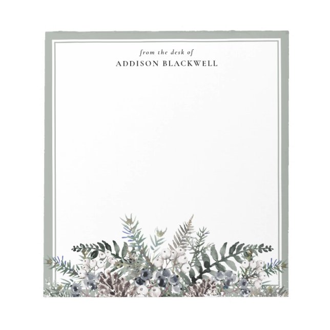 Anteckningsblocket Boho Botanical Winter Namn Temp Anteckningsblock (Framsida)