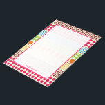 Anteckningsblocket Boho Dots Personlig Anteckningsblock<br><div class="desc">Ett anteckningsblock med en ren mittsektion som är skisserad i rosa över en bakgrund med rader av polka dots i olika storlekar och med bohemiska inspirerade skuggor av rosa,  grönt,  blått,  orange,  gult och burgundi. Anpassa med ditt namn.</div>