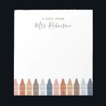 Anteckningsblocket Boho Teacher Appreciation Crayo Anteckningsblock<br><div class="desc">Överraska läraren i ditt liv eller behandla dig själv (om du är lärare) på den här anteckningsblocket,  med kritor i en varm och neutralt boho färg palett! Anpassa texten till mottagarens namn.</div>