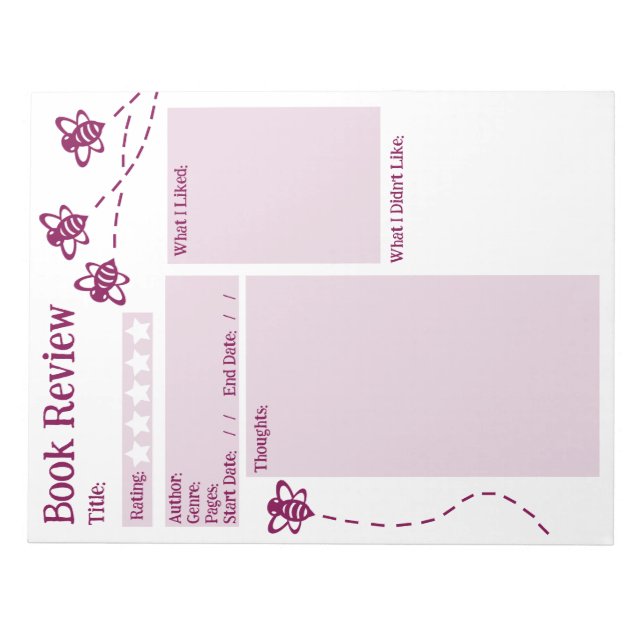 Anteckningsblocket Bok Review Reading Bee  Anteckningsblock (Framsida)