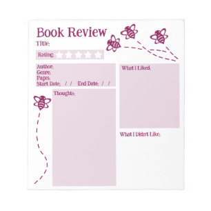 Anteckningsblocket Bok Review Reading Bee Anteckningsblock